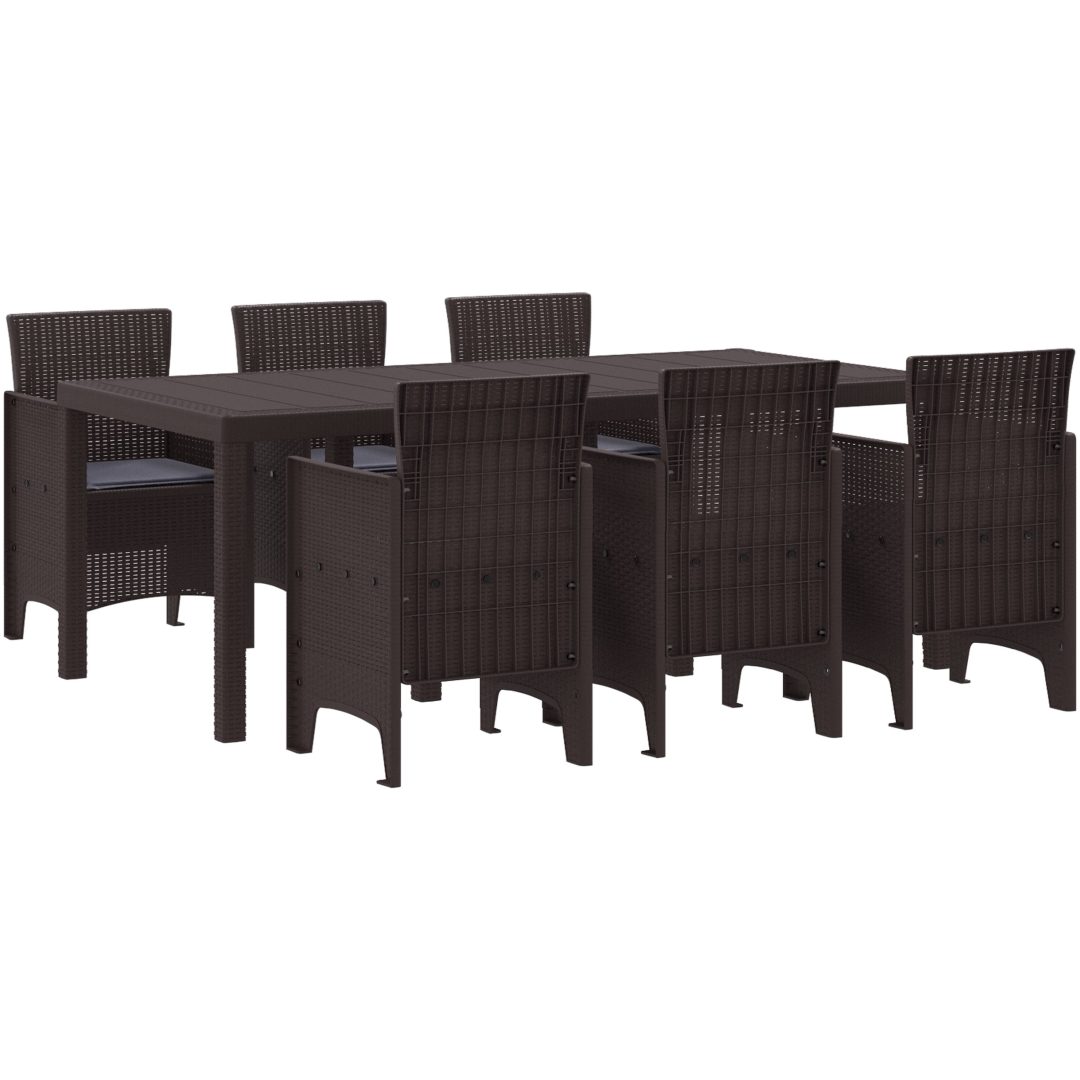 Trädgårds matsalsset 7 pcs Brun Polypropylen vidaXL 200 x 100 x 73 cm – bild 2