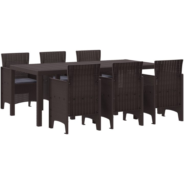Trädgårds matsalsset 7 pcs Brun Polypropylen vidaXL 200 x 100 x 73 cm – bild 2