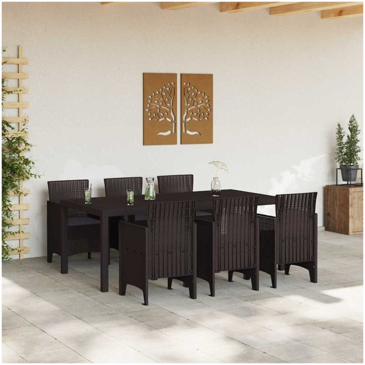Trädgårds matsalsset 7 pcs Brun Polypropylen vidaXL 200 x 100 x 73 cm – bild 3