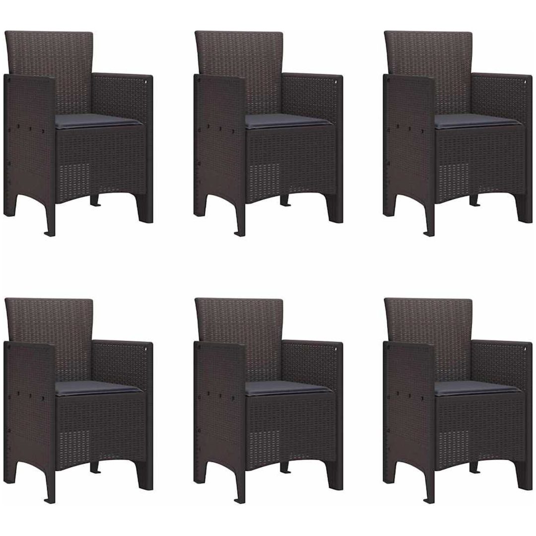 Trädgårds matsalsset 7 pcs Brun Polypropylen vidaXL 200 x 100 x 73 cm – bild 5