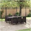 Trädgårds matsalsset 7 pcs Brun Polypropylen vidaXL 200 x 100 x 73 cm – miniatyr 1