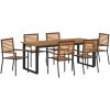Trädgårds matsalsset 7 pcs Svart Metall, trä vidaXL 200 x 90 x 75 cm – miniatyr 2