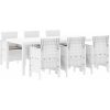 Trädgårds matsalsset 7 pcs Vit Konstrotting vidaXL 200 x 100 x 73 cm – miniatyr 2