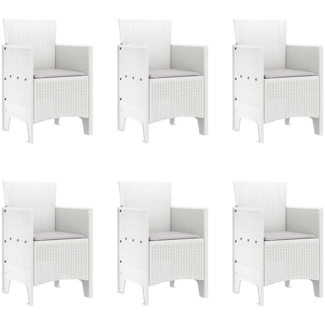 Trädgårds matsalsset 7 pcs Vit Konstrotting vidaXL 200 x 100 x 73 cm – bild 5