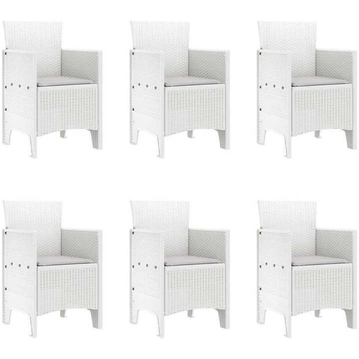 Trädgårds matsalsset 7 pcs Vit Konstrotting vidaXL 200 x 100 x 73 cm – bild 5