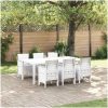 Trädgårds matsalsset 7 pcs Vit Konstrotting vidaXL 200 x 100 x 73 cm – miniatyr 1
