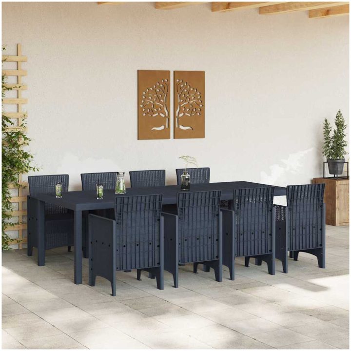 Trädgårds Matsalsset 9 pcs Antracit vidaXL 250 x 100 x 73 cm – bild 3
