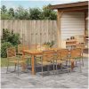 Trädgårds matsalsset 9 pcs Grå Metall, Harts vidaXL 180 x 90 x 75 cm – miniatyr 4