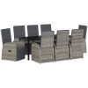 Trädgårds Matsalsset 9 pcs Grå PE rotting vidaXL 200 x 80 x 73 cm – miniatyr 2