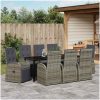Trädgårds Matsalsset 9 pcs Grå PE rotting vidaXL 200 x 80 x 73 cm – miniatyr 4
