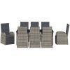Trädgårds Matsalsset 9 pcs Grå PE rotting vidaXL 200 x 80 x 73 cm – miniatyr 6