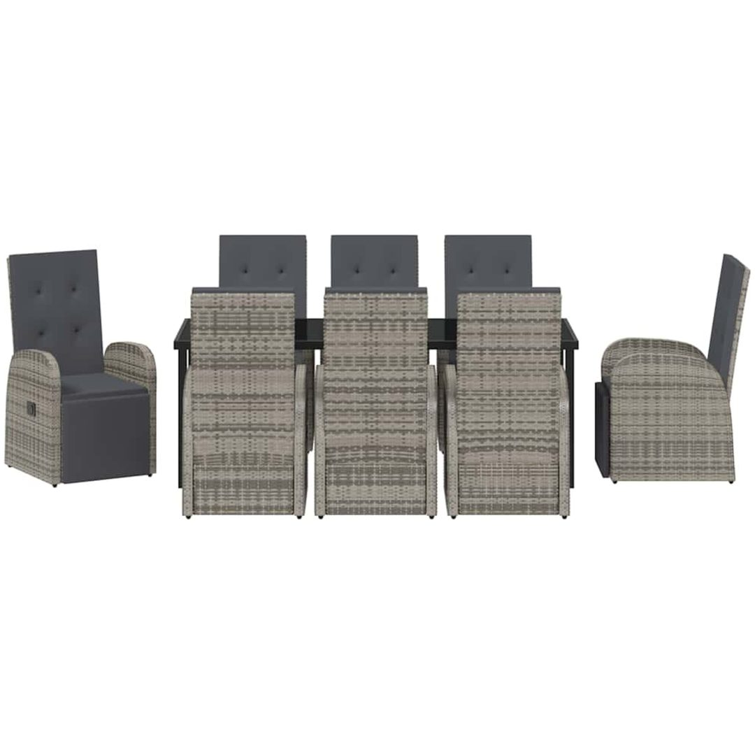 Trädgårds Matsalsset 9 pcs Grå PE rotting vidaXL 200 x 80 x 73 cm – bild 6