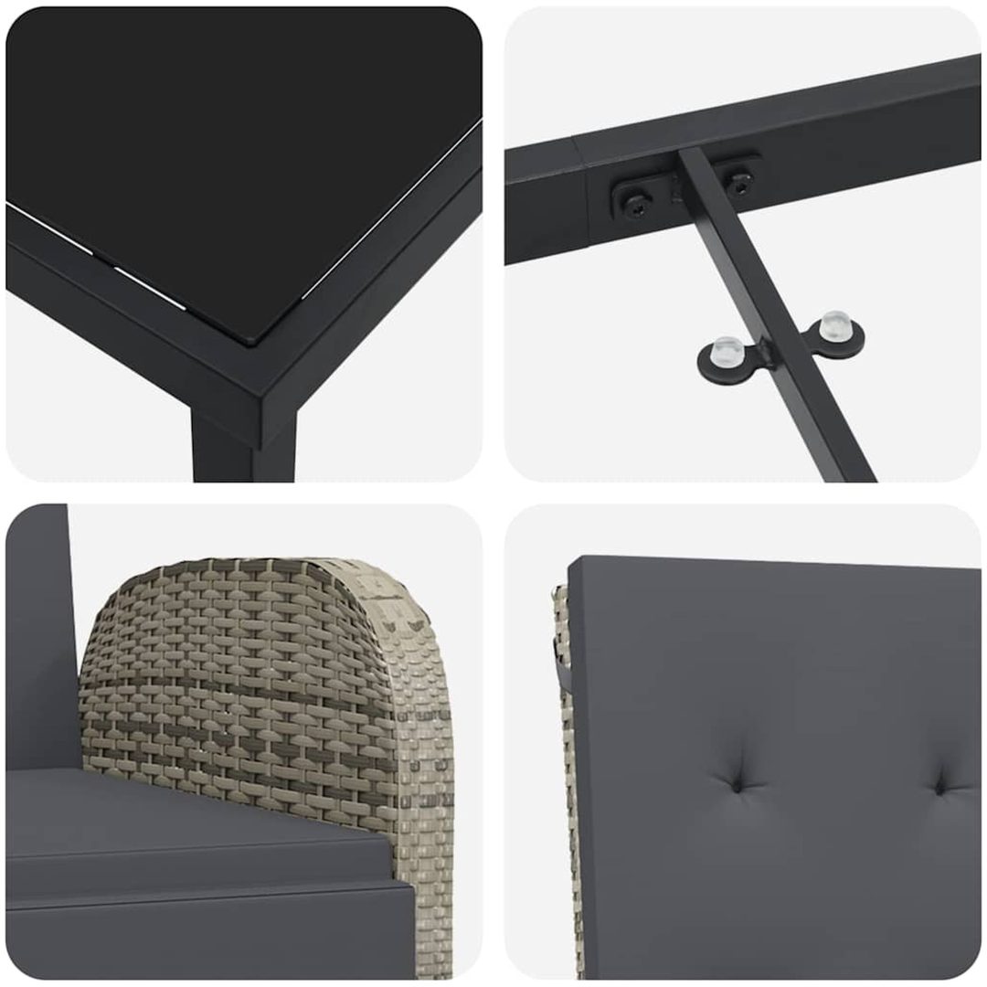 Trädgårds Matsalsset 9 pcs Grå PE rotting vidaXL 200 x 80 x 73 cm – bild 7
