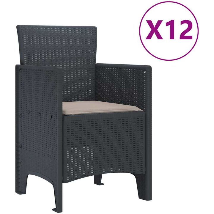 Trädgårds matsalsset med Kuddar med kudde med kudde 13 pcs Antracit vidaXL Stort – bild 5