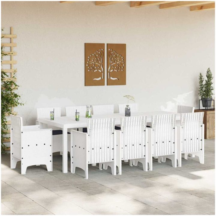 Trädgårds matset 11 pcs Vit Konstrotting vidaXL 250 x 100 x 73 cm – bild 3