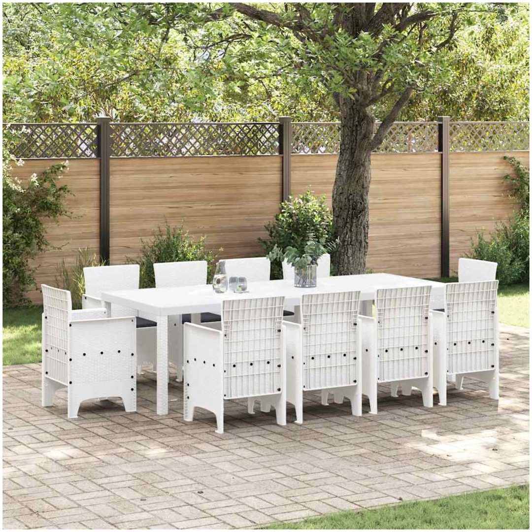 Trädgårds matset 11 pcs Vit Konstrotting vidaXL 250 x 100 x 73 cm