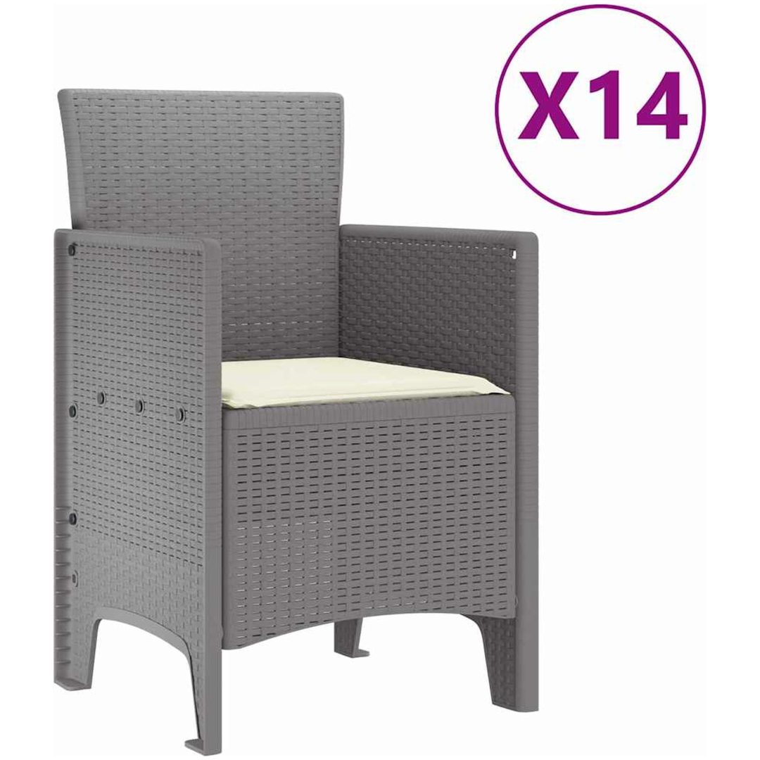 Trädgårds matset 15 pcs Ljusgrå Konstrotting & Metall vidaXL Stor – bild 5