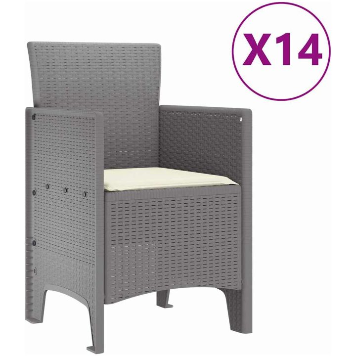 Trädgårds matset 15 pcs Ljusgrå Konstrotting & Metall vidaXL Stor – bild 5