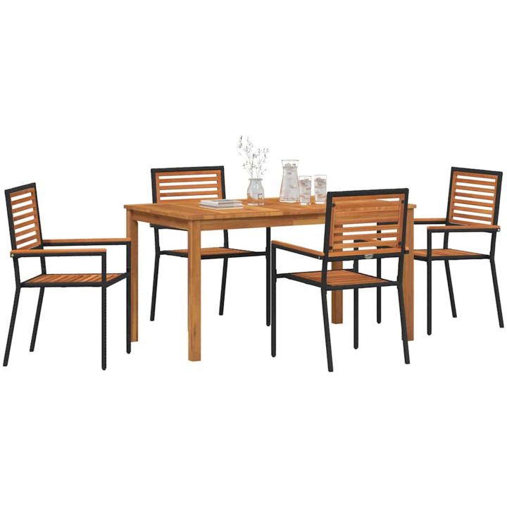 Trädgårds matset 5 pcs Svart Metall & Trä vidaXL 140 x 80 x 74 cm – bild 3
