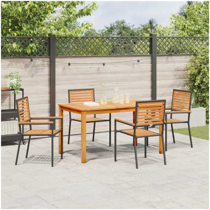 Trädgårds matset 5 pcs Svart Metall & Trä vidaXL 140 x 80 x 74 cm – bild 4