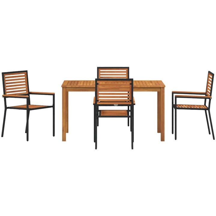 Trädgårds matset 5 pcs Svart Metall & Trä vidaXL 140 x 80 x 74 cm – bild 7