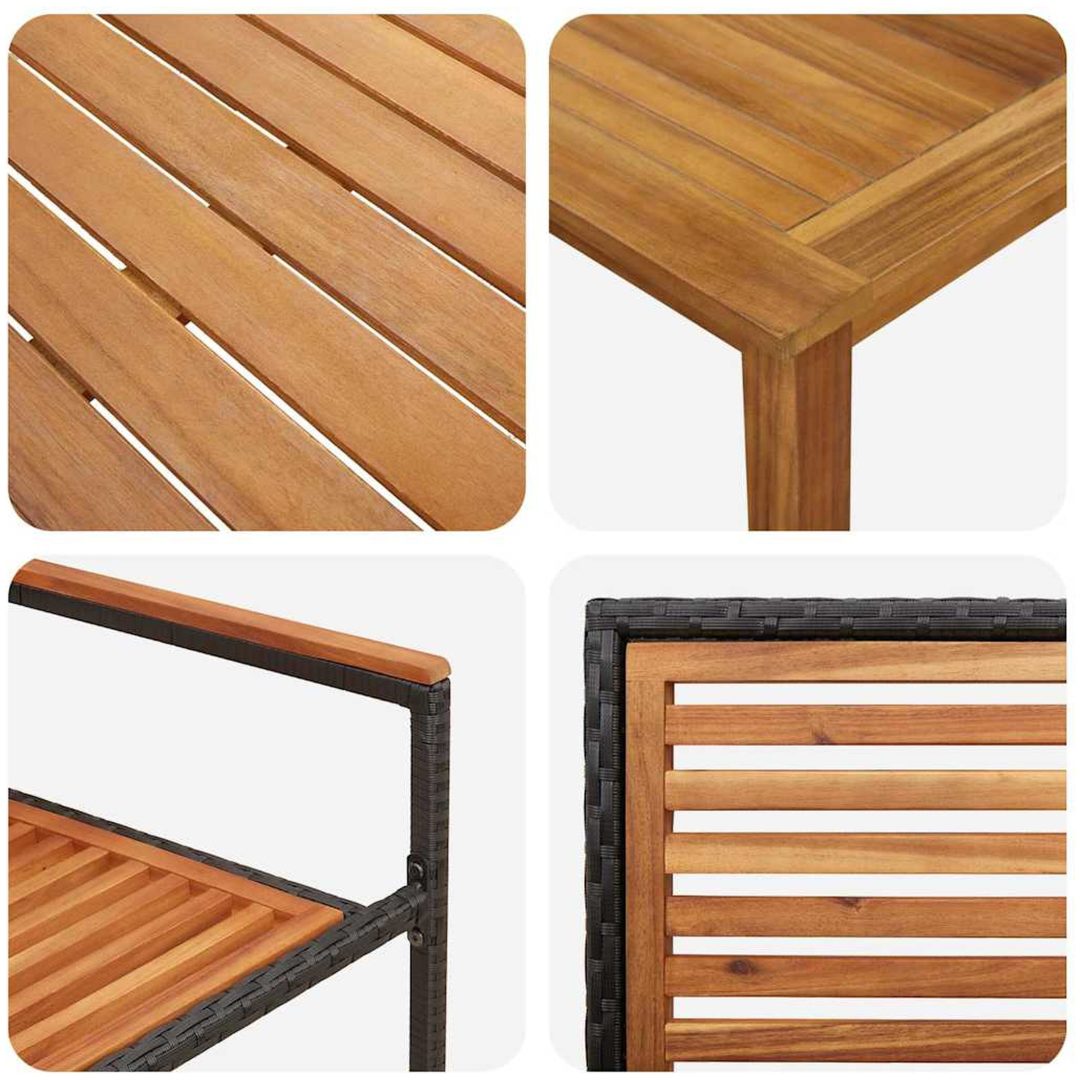 Trädgårds matset 5 pcs Svart Metall & Trä vidaXL 140 x 80 x 74 cm – bild 9