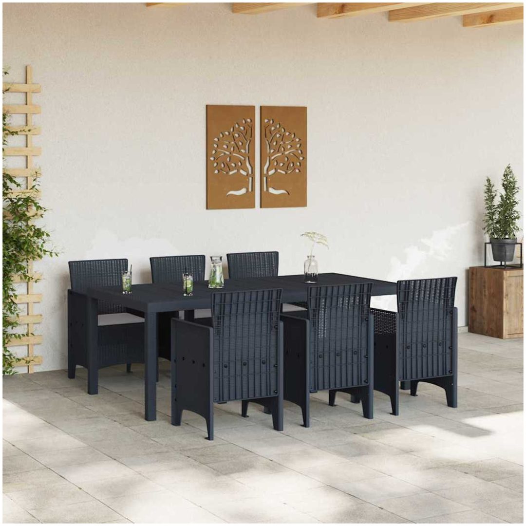 Trädgårds matset 7 pcs Antracit Polypropylen vidaXL 200 x 100 x 73 cm – bild 3
