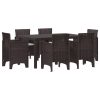 Trädgårds Matset 7 pcs Brun PE Rattan vidaXL 150 x 100 x 73 cm – miniatyr 2