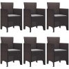 Trädgårds Matset 7 pcs Brun PE Rattan vidaXL 150 x 100 x 73 cm – miniatyr 4
