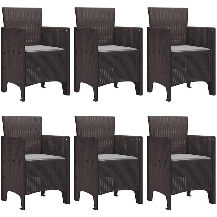 Trädgårds Matset 7 pcs Brun PE Rattan vidaXL 150 x 100 x 73 cm – bild 4
