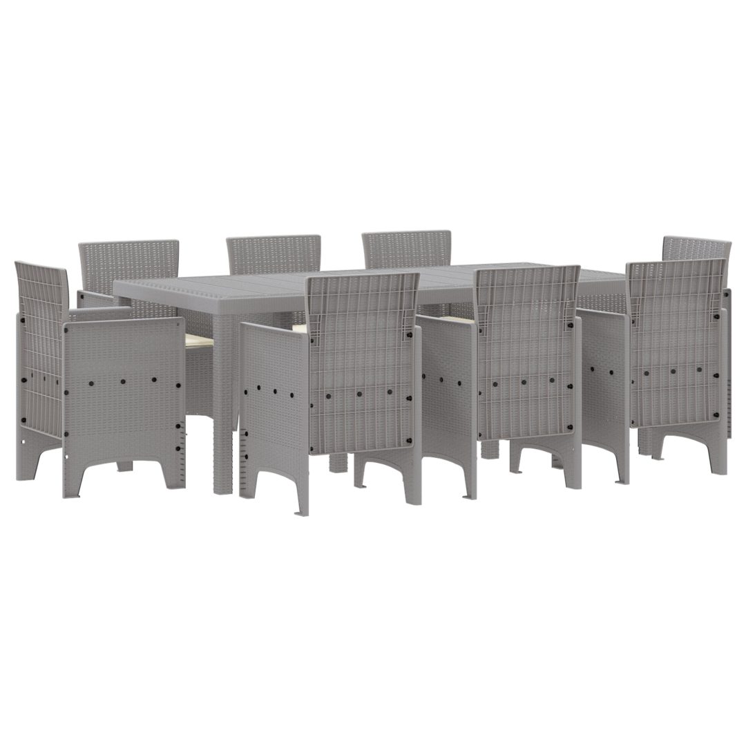 Trädgårds Matset 9 pcs Ljusgrå Polypropylen vidaXL 200 x 100 x 73 cm – bild 2