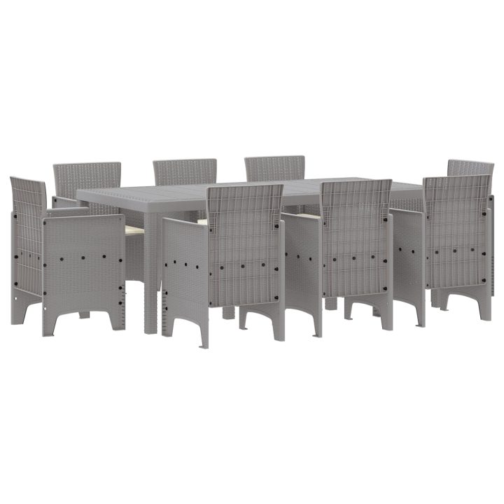 Trädgårds Matset 9 pcs Ljusgrå Polypropylen vidaXL 200 x 100 x 73 cm – bild 2