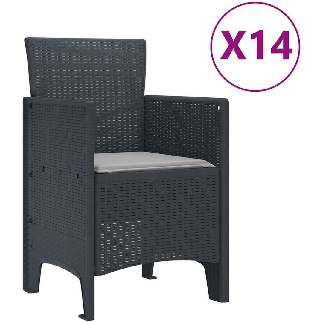 Trädgårds matset med kuddar 15 pcs Antracit vidaXL 14 - Sits – bild 5