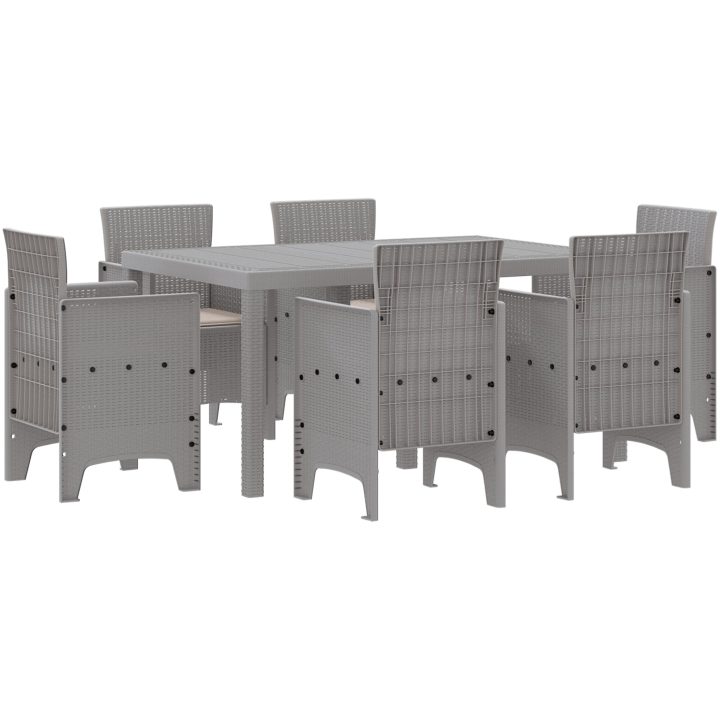 Trädgårds matuppsättning 7 pcs Ljusgrå Plast vidaXL 150 x 100 x 73 cm – bild 2