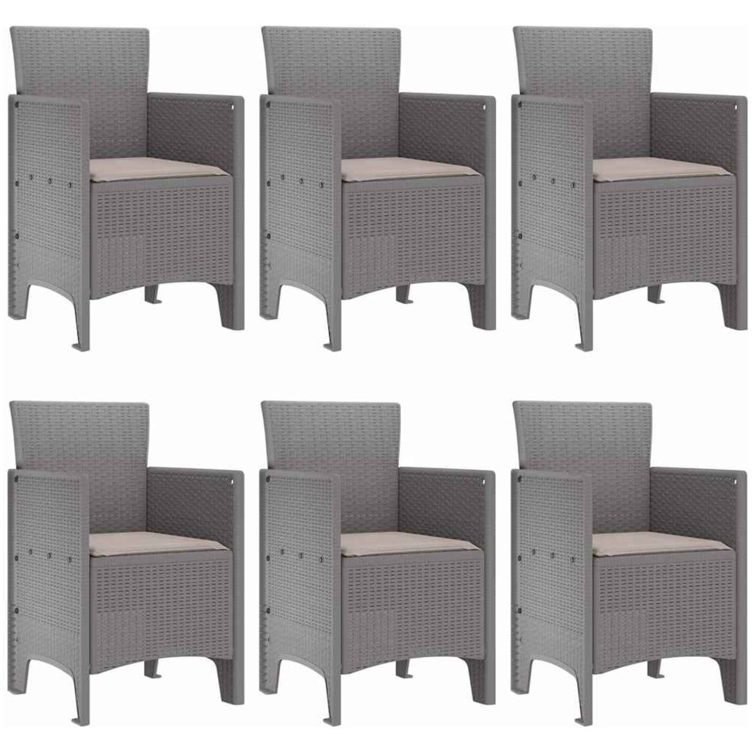 Trädgårds matuppsättning 7 pcs Ljusgrå Plast vidaXL 150 x 100 x 73 cm – bild 4