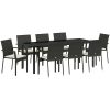Trädgårds Middagsset 9 pcs Svart PE Rattan vidaXL 200 x 80 x 73 cm – miniatyr 2