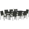 Trädgårds Middagsset 9 pcs Svart PE Rattan vidaXL 200 x 80 x 73 cm – miniatyr 3