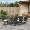 Trädgårds Middagsset 9 pcs Svart PE Rattan vidaXL 200 x 80 x 73 cm – miniatyr 4