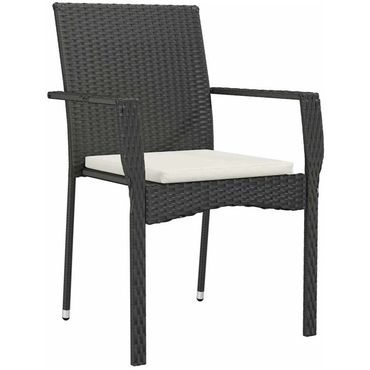 Trädgårds Middagsset 9 pcs Svart PE Rattan vidaXL 200 x 80 x 73 cm – bild 5