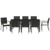 Trädgårds Middagsset 9 pcs Svart PE Rattan vidaXL 200 x 80 x 73 cm – miniatyr 6