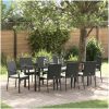 Trädgårds Middagsset 9 pcs Svart PE Rattan vidaXL 200 x 80 x 73 cm – miniatyr 1