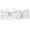 Trädgårds- och Matsalset 7 pcs Vit Plast rattan vidaXL 150 x 100 x 73 cm – miniatyr 2