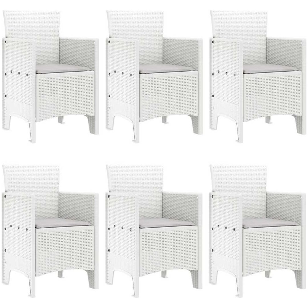 Trädgårds- och Matsalset 7 pcs Vit Plast rattan vidaXL 150 x 100 x 73 cm – bild 4
