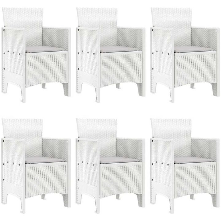Trädgårds- och Matsalset 7 pcs Vit Plast rattan vidaXL 150 x 100 x 73 cm – bild 4