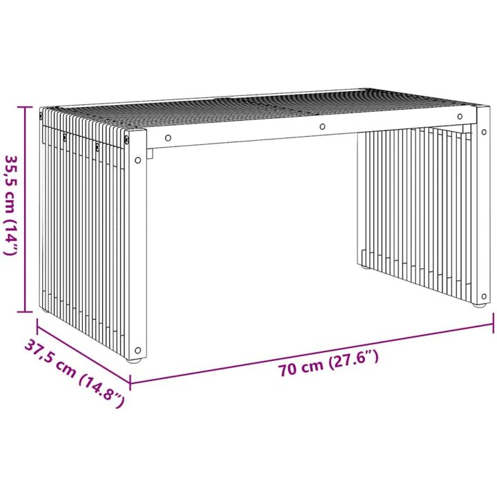 Trädgårds sidobord 70x37.5x35.5 cm Massivt trä teak vidaXL 110 x 55.5 x 35 cm – bild 10