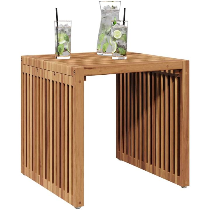 Trädgårds sidobord Massivt teak vidaXL 45 x 42.5 x 45 cm – bild 3