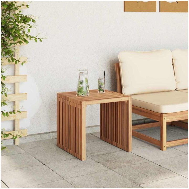 Trädgårds sidobord Massivt teak vidaXL 45 x 42.5 x 45 cm – bild 4