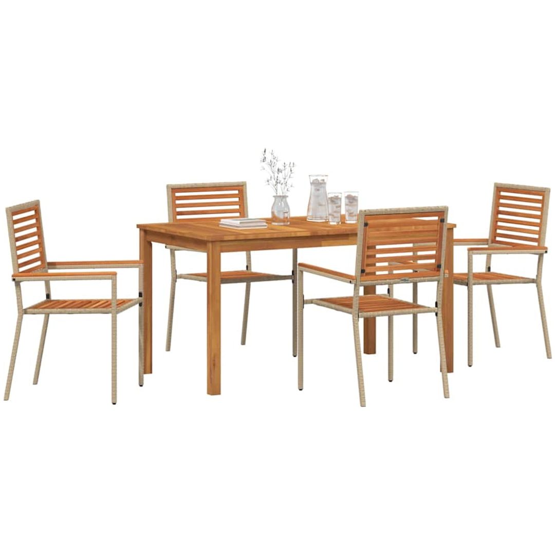 Trädgårdsamatörset 5 pcs Beige Trä, metall vidaXL 140 x 80 x 74 cm – bild 3