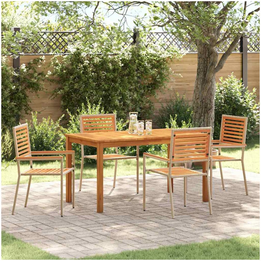 Trädgårdsamatörset 5 pcs Beige Trä, metall vidaXL 140 x 80 x 74 cm