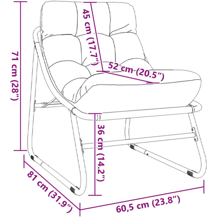Trädgårdsavslappningsstolar 2 st med dyna svart 60x80x71 cm stål vidaXL 60.5 x 81 x 71 cm – bild 11